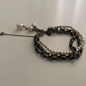 Vintage MIRIAM HASKELL Seed Pearl/Stainless Steel Bracelet
